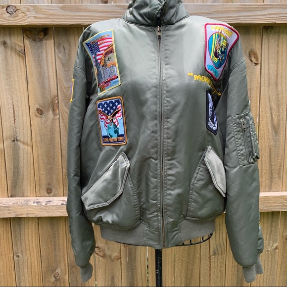 Vintage Air Pilot USS Dwight Eisenhower Bomber Flight Jacket - Picture 1 of 14